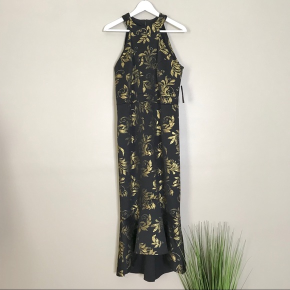 Enfocus Studio Dresses & Skirts - EnFocus Black Gold Floral Midi Mermaid Dress